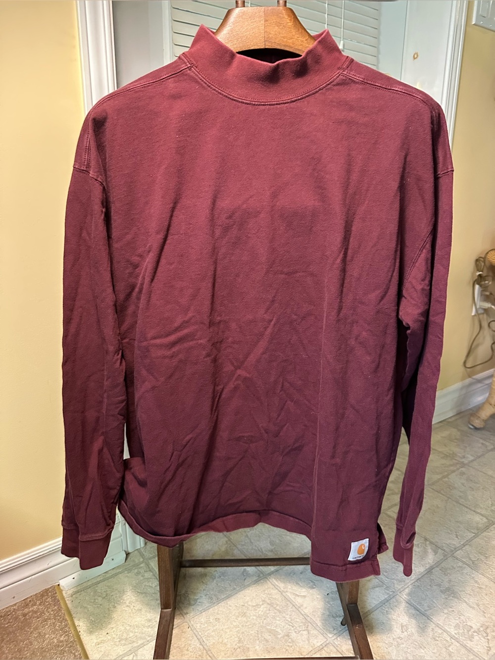 Carhartt Men's Long-Sleeve Mock Neck Shirt - Maroon